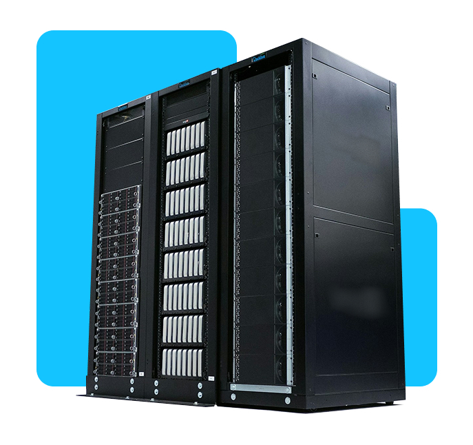Data centre on blue backdrop