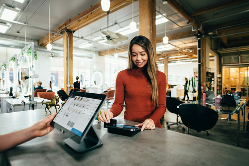 Point of sale system on a counter