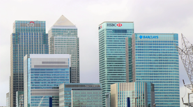 London banking skyline
